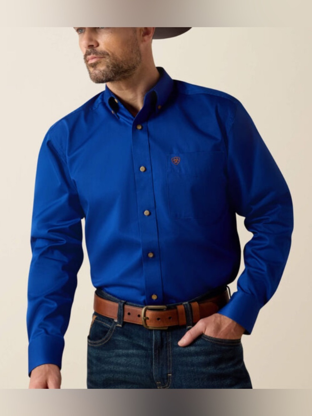 Ariat‎ Solid Twill Classic Fit Shirt XXL Blue Cotton Western Casual NWT